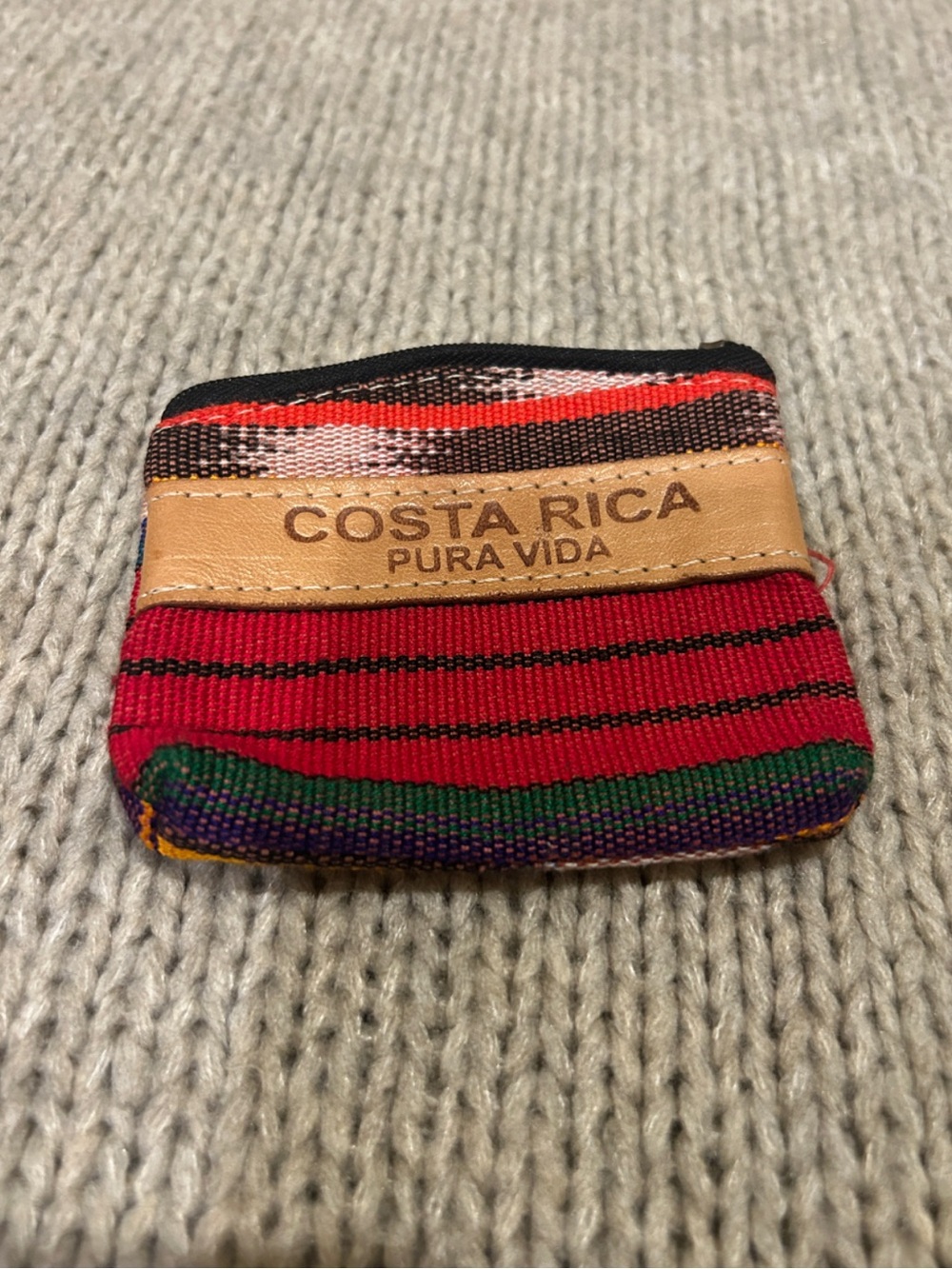 Costa Rica Small Handcrafted Multi-Color Coin Purse /Zipper Pull Is Missing